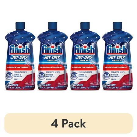 (4 pack) Finish Jet-Dry Rinse Aid, Dishwasher Rinse Agent and Drying Agent, 8.45 fl oz