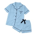 thumbnail image 5 of Women's 2-Piece Pajama Set, Short Sleeve Button-Down Collar Top with Pockets and Matching Shorts, Comfortable and Casual Sleepwear for Home Lounging-Sky Blue, 5 of 5