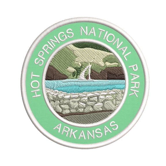 Hot Springs National Park, Arkansas Embroidered DIY Iron on or Sew-on Decorative Patch Badge Emblem Appliques Adventure Wildlife Vacation Travel Tourist Souvenir Series