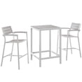 thumbnail image 2 of Modway Maine 3 Piece Outdoor Patio Dining Set in White Light Gray, 2 of 7