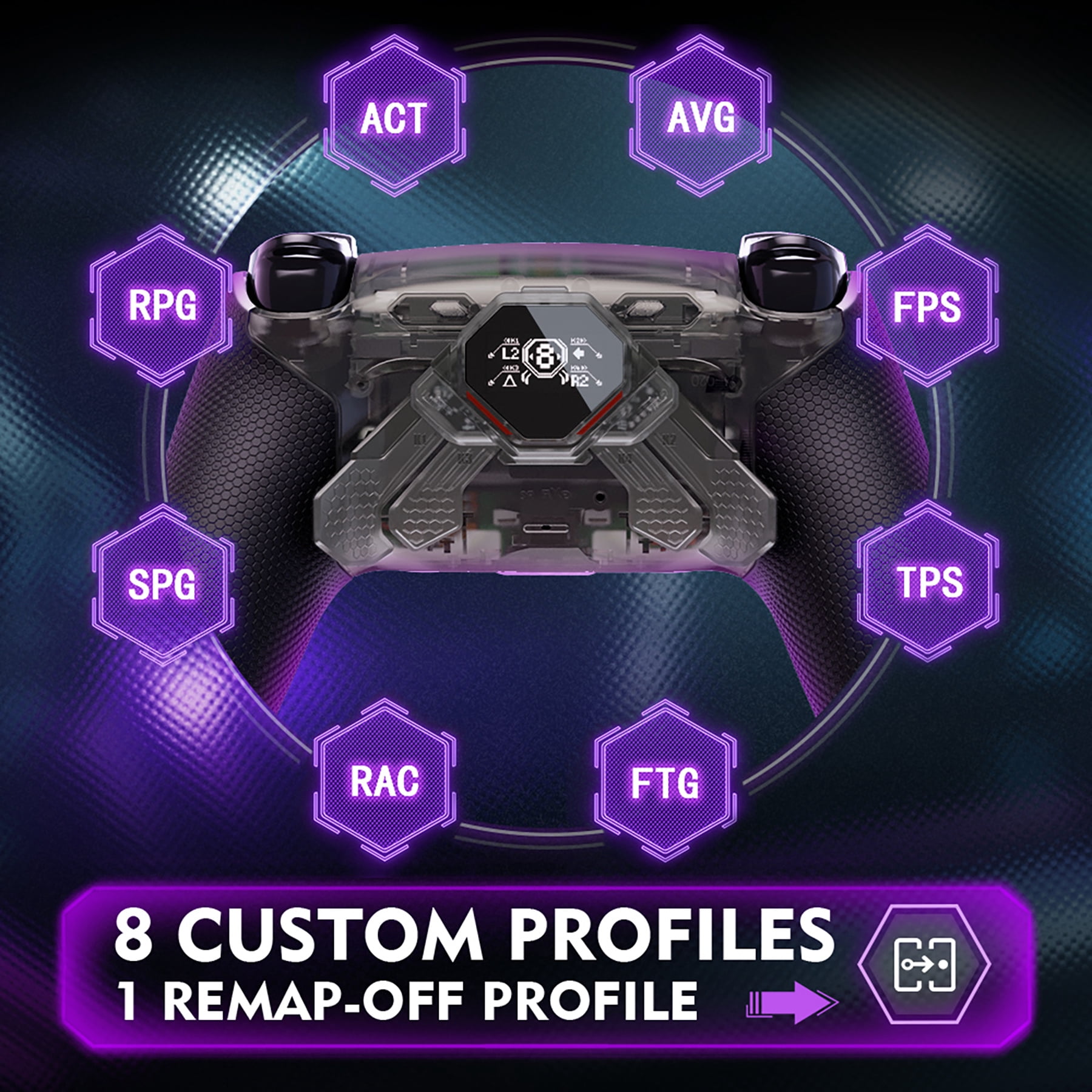 eXtremeRate SPARK Back Paddles Kit for PS5 Controller BDM-010 020 Models,Rubberized Grips Remappable 4 Back Buttons Set - Clear & Black