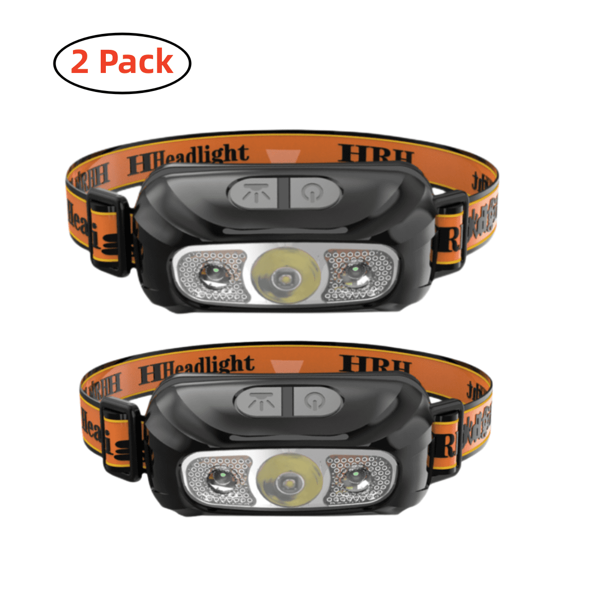 2 Pack Headlamp Rechargeable LED Head Lamp with Motion Sensor, 11 Modes Head Lights Forehead