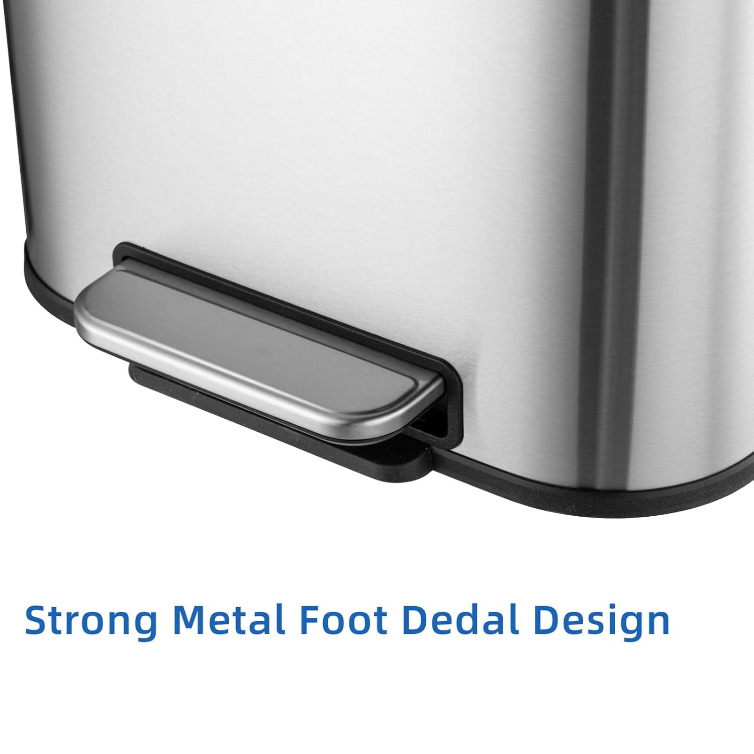 Telyswee 13 Gallon Trash Can, Stainless Steel Garbage Can, Small Rectangular Trash Can with Soft Close Lid Foot Pedal & Inner Bucket for Kitchen Home Office Bedroom Living Room (50 Liter), Silver