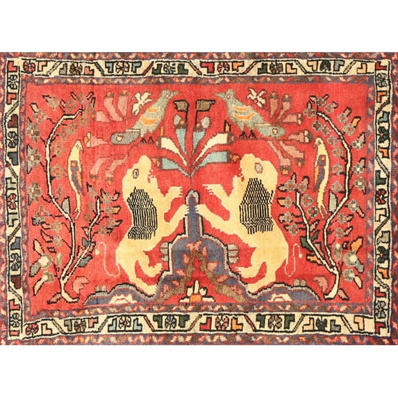 Ahgly Company Machine Washable Indoor Rectangle Traditional Lava Red Area Rugs, 8' x 10'