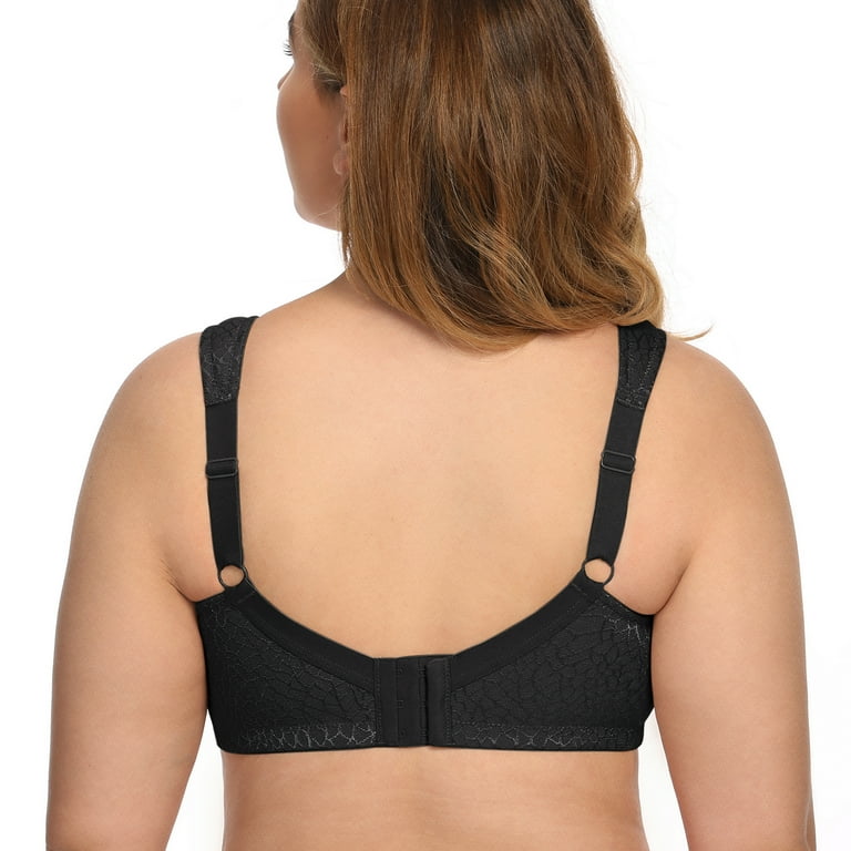Exclare Women's Full Coverage Plus Size Comfort Double Support Unpadded  Wirefree Minimizer Bra (38G, Black) 
