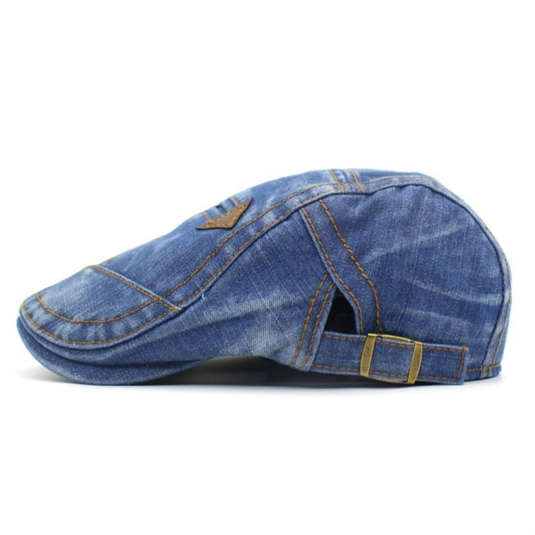 Jeans Beret Hat Cap Men Washed Flat Denim Visor Yirtree Outdoor Sun Women Sports Vintage