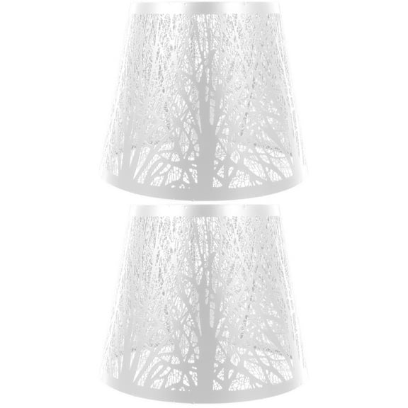 2 Pieces Hollow Wrought Iron Lampshade Shades for Table Light Strip Baby White