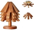 thumbnail image 1 of Wooden Tree Trivet Set for Hot Pots and Teapots Natural Kitchen Dining Tabletop Heat Serving Accessory, 1 of 6