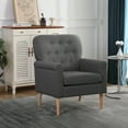 thumbnail image 2 of Modern Accent Chair Single Sofa, Comfy Fabric Upholstered Arm Chair Living Room with Solid Wood Feet for Living Room,Bedroom(Gray), 2 of 7