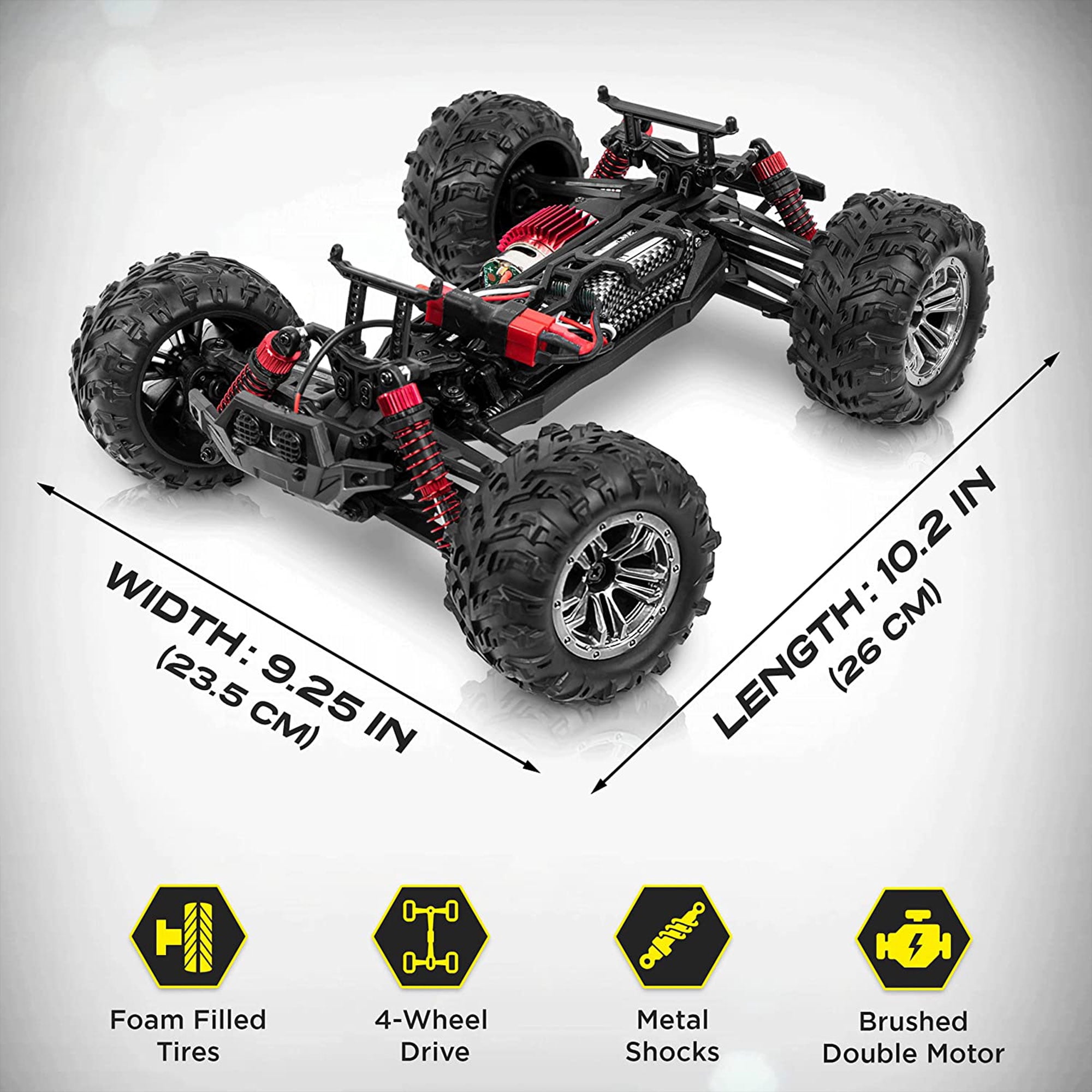 LAEGENDARY Sonic 1:16 Scale RC Off-Road Car, Up to 25 MPH, Black/Yellow