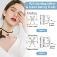thumbnail image 2 of 2 Pairs 2 Size Stud Post Claw Earring Blanks 925 Sterling Silver 6 Claws Earring Post Settings for DIY Stud Earrings Jewelry Making, 2 of 8