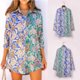 thumbnail image 2 of Blusa de manga larga con botones y cuello vuelto estampado para mujer a la moda Fridja  fjkfkj7829, 2 of 9