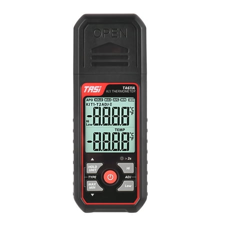 

TASI TA611A KJ Thermocouple -200~1372℃/ -328~2501℉ Handheld Digital LCD Meter with Hi & Low Single Channel with 1pcs K-type Thermocouple Probe 0~60℃ Ambient