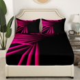 thumbnail image 2 of Erosebridal Futuristic Abstract Fitted Sheet Set Queen, Gradient Geometric Bedding Queen Size, Hippie Striped Decor（No Top Sheet）, 2 of 6