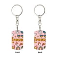 thumbnail image 2 of Goofa Retro 70s Hippie Printed Rectangular Metal Keychain Bag Charm Floral Charm for Purse Keys Metal Keyring Gift for Women Accessories, 2 of 7