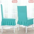 thumbnail image 4 of PiccoCasa 2Pcs Stretch Spandex Dining Chair Slipcovers, Ruffled Skirt Chair Protectors Cyan, 4 of 6