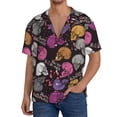 thumbnail image 1 of Fotbe Halloween Skeleton Camisa Estampada de Manga Corta para Hombre, Casual de Verano, Estilo Playero, Sin Arrugas-Medium, 1 of 5