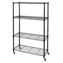 Seville Classics Solid Steel Wire Shelving Storage Unit Adjustable Shelves Organizer Rack, for Home, Kitchen, Office, Garage, Bedroom, Closet, Black, 4-Tier, 36" W x 14" D