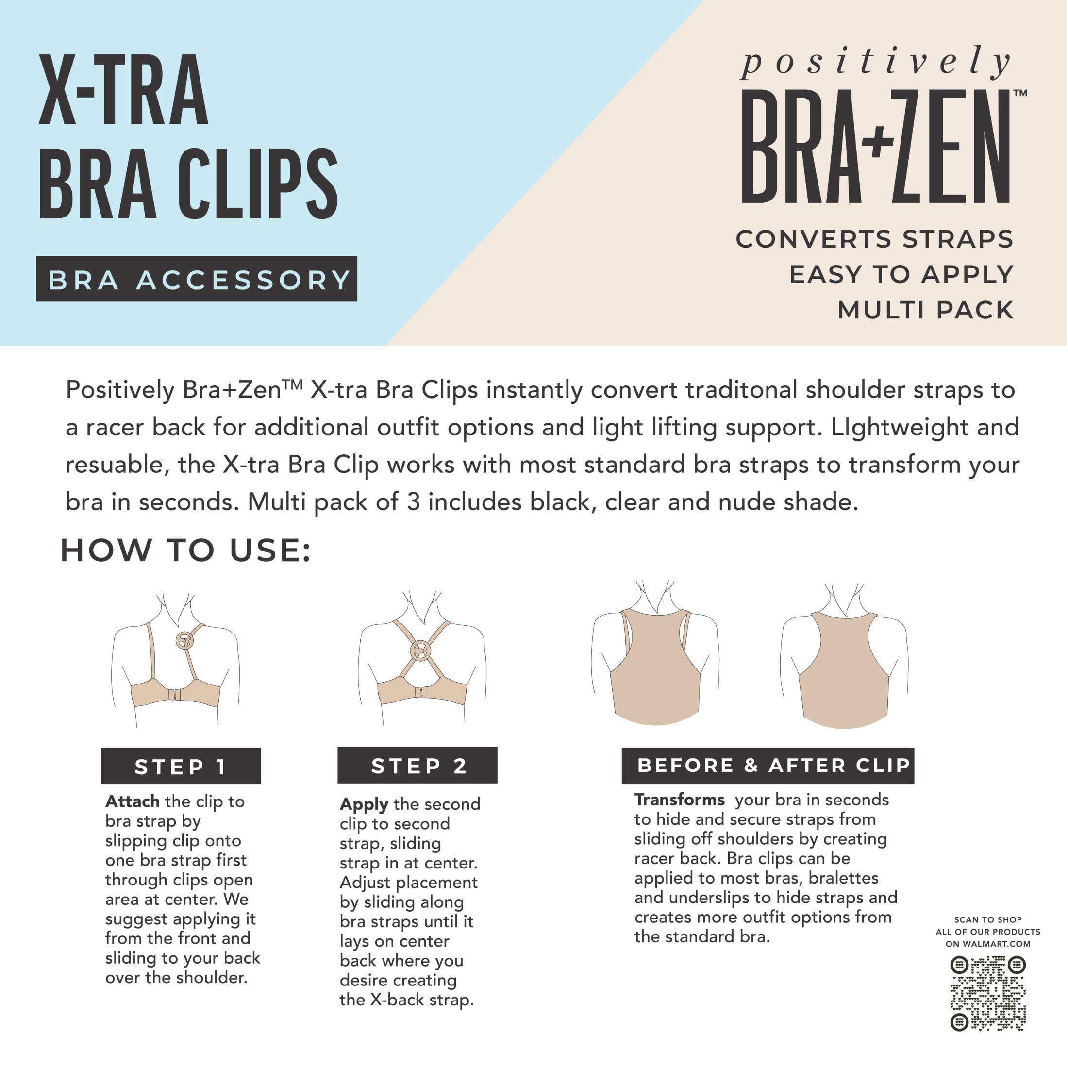 Positively BRA+ZEN Women's Racerback Clip, 3 Count