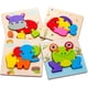 thumbnail image 1 of Rompecabezas de madera para niños pequeños de 1, 2 y 3 años, juguete educativo STEM para bebés, regalo con 4 animales Montessori, rompecabezas de aprendizaje con formas de colores brillantes, excelentes ideas de regalos para 1-3 JM rompecabezas de madera, 1 of 5