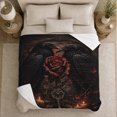 thumbnail image 5 of Mysterious Raven and Rose Romance, Festive Autumn Scene, Warm Flannel Blanket for Living Room and Reading Nook, Art Lovers Christmas Gift, Festive Home Decor, 5 of 9
