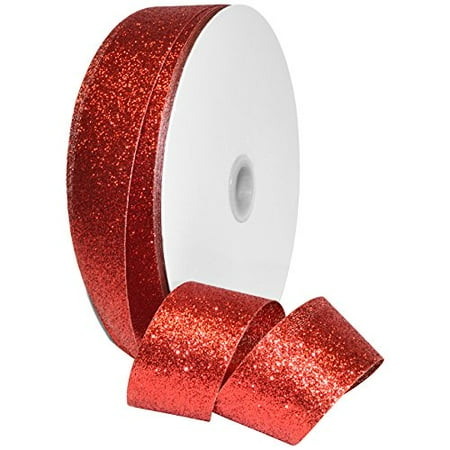 Morex Ribbon Princess Glitter Ribbon, 1 1/2" x 100 yd, Red