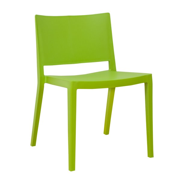 Elio Modern Plastic Dining Side Chair Set of 2 (Green)