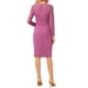 thumbnail image 3 of Vestido Midi de Cóctel de Encaje Floral con Manga Larga Transparente en V para Mujeres - Fucsia, 3 of 5