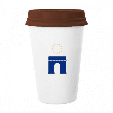 

Arc De Triomphe French European Symbol Mug Coffee Drinking Glass Pottery Cerac Cup Lid