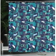 thumbnail image 3 of Ambesonne Contemporary Shower Curtain, Grunge Murky Shapes, 69"Wx75"L, Indigo Dark Teal, 3 of 4