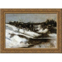 Twachtman's Home, Avondale, Ohio 24x18 Gold Ornate Wood Framed Canvas Art by John Henry Twachtman