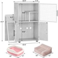 thumbnail image 4 of GAOMON Modern Grey Cat Villa with Ladder, Multi-Functional Litter Box Enclosure, Spacious Cat Playground, MDF & Iron, Ventilated Cat House for Living Room & Bedroom, Vintage White, 4 of 6
