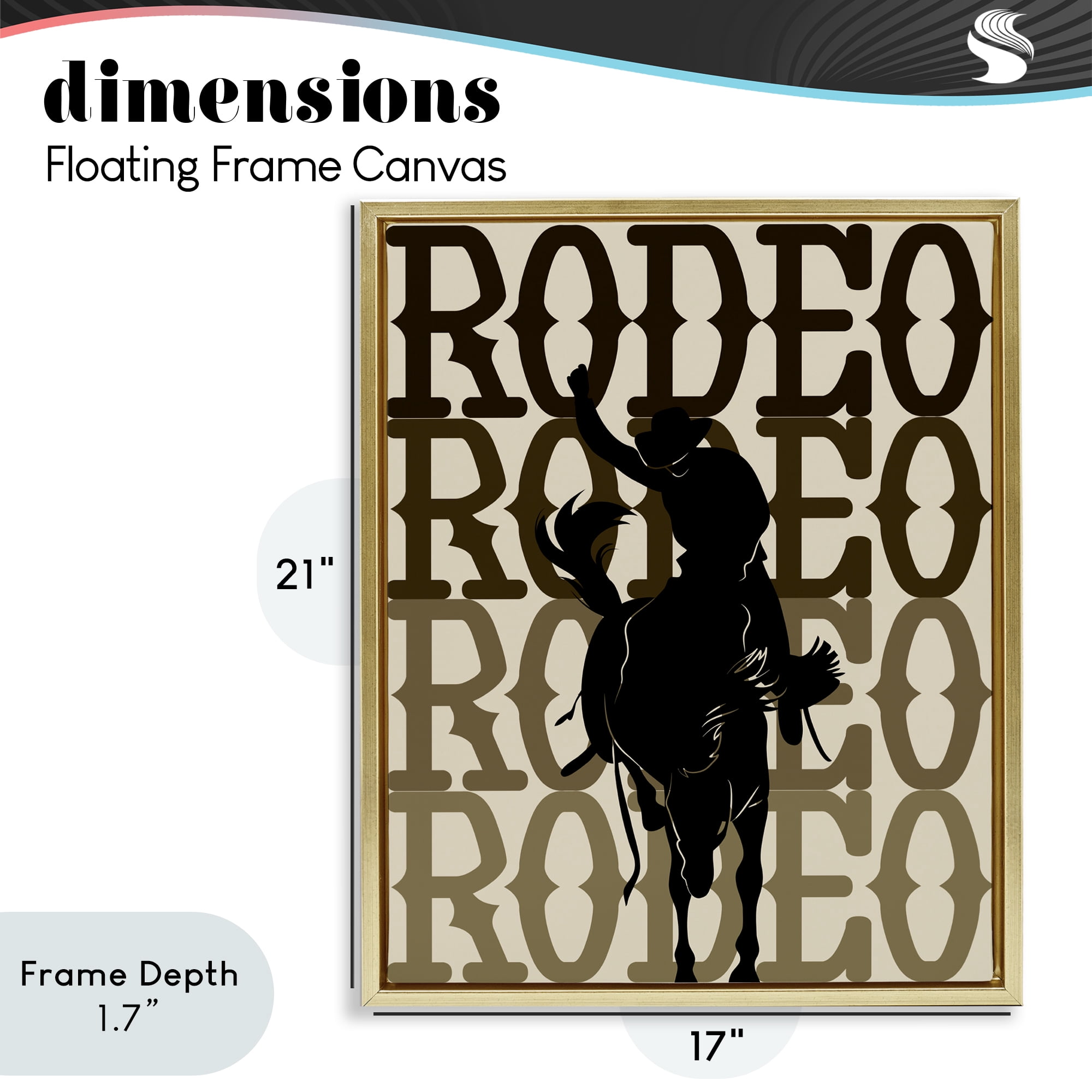 Stupell Industries Rodeo Gradient Cowboy Gold Framed Floater Canvas Wall Art, design by CAD Designs