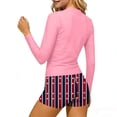 thumbnail image 3 of Jamicy Girls Bathing Suits 3-14 Years Long Sleeve Top with Swim Shorts Independence Day Print Rash Gurad Beach Swimsuit Set, 3 of 8