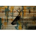 thumbnail image 2 of "Teal Yellow Reindeer" Painting Print on Natural Pine Wood, 2 of 7