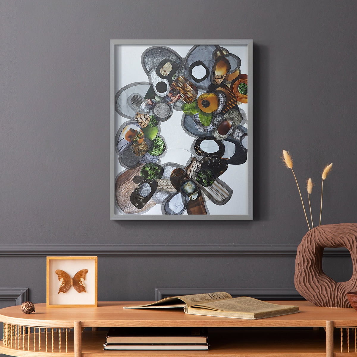 Amelia Island Stones Framed Print in Gray Solid Wood Framed Print No Nail Hanging