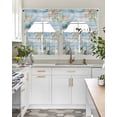 thumbnail image 4 of Blue Beach Coastal Swag Kitchen Curtains Sets for Windows 24 Inch Length, Summer Nautical Coral Shell Botanical Vintage Short Window Curtain Swags Valances and Tiers 3 Piece Set for Cafe/Dining Room, 4 of 5