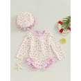 thumbnail image 3 of Jxzom Toddler Baby Girls One Piece Swimsuit Floral Zip Rash Guard Ruffled Swimwear 6M 9M 12M 18M 2T 3T Long Sleeve Bathing Suit, 3 of 8