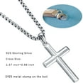 thumbnail image 4 of Men's Sterling Silver Cross Pendant Necklace with Stainless Steel Chain,Fine Jewelry Christian Confirmation Gifts for Men, 4 of 7