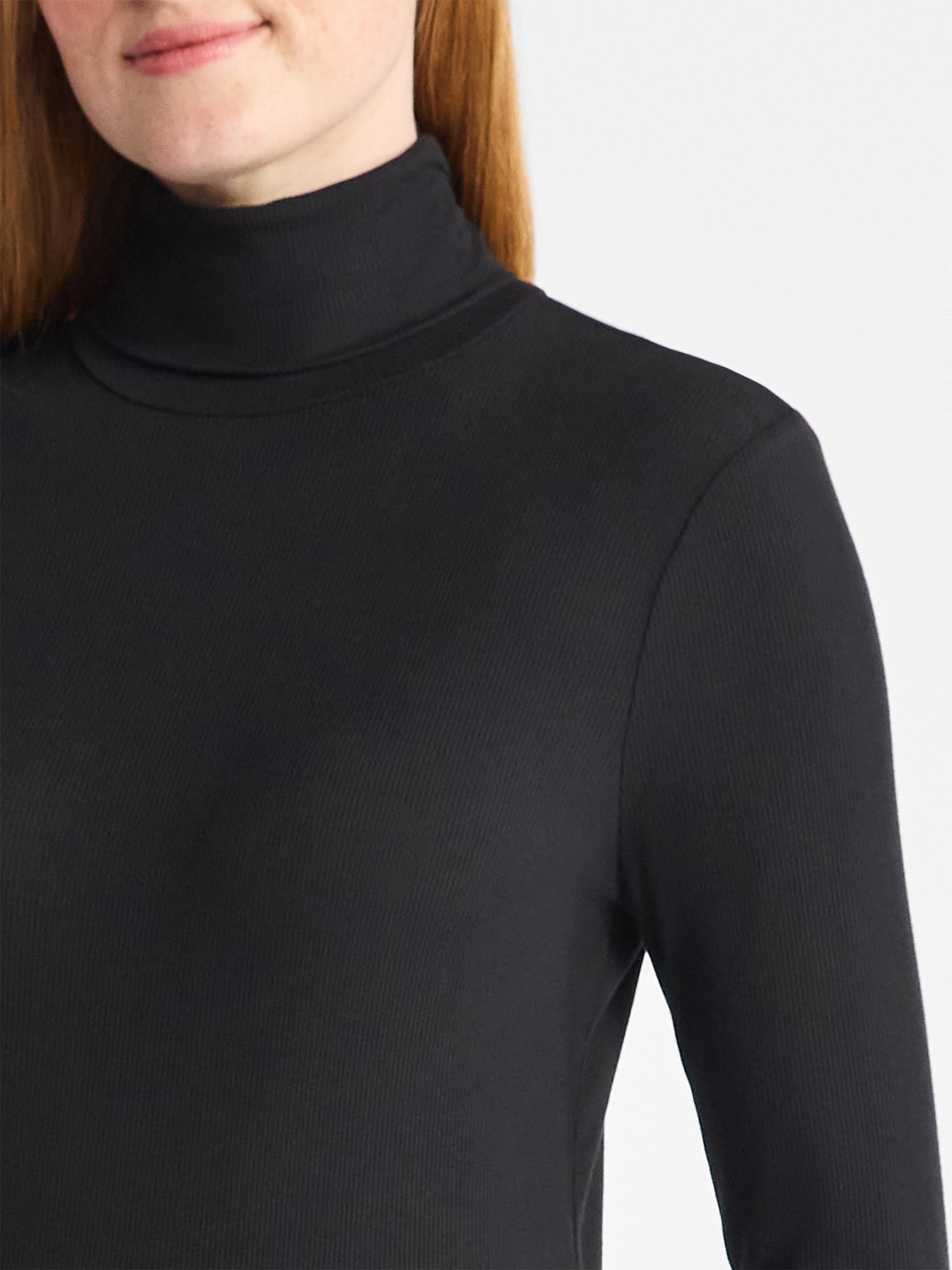 Time and Tru Women's Ribbed Turtleneck with Long Sleeves, Sizes XS-XXXL