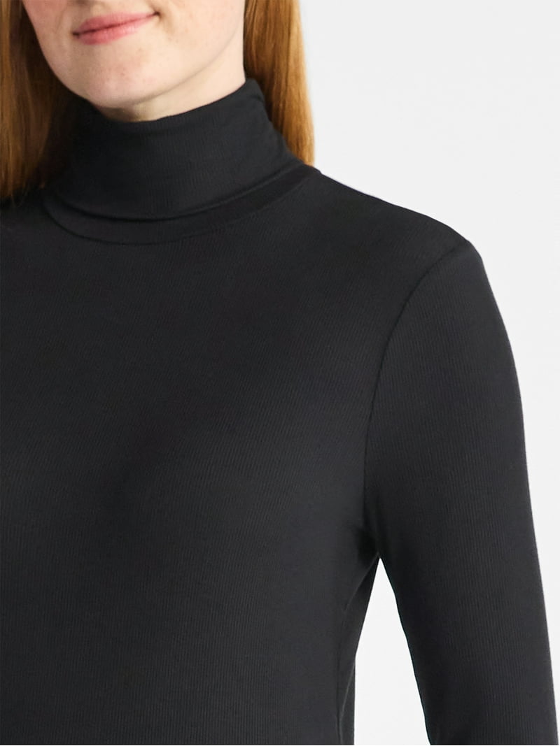 Time and Tru Women's Ribbed Turtleneck with Long Sleeves, Sizes XS