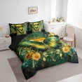 thumbnail image 3 of Homewish Green Bohemian Butterfly Bedding Comforter Set 7pcs, Gold Groovy Flower King Bedding Sets, Hippie Western Animal Reversible Bed Sheets, Ultra Soft Bedroom Decor, 3 of 7