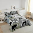 thumbnail image 2 of Rustic Farmhouse Cabin Comforter Set Twin Size,Deer Bear Hunting Adventure Bedding Set Adults Room Decor,Geometric Plaids Down Comforter,Gray Green Duvet Insert, 2 of 6