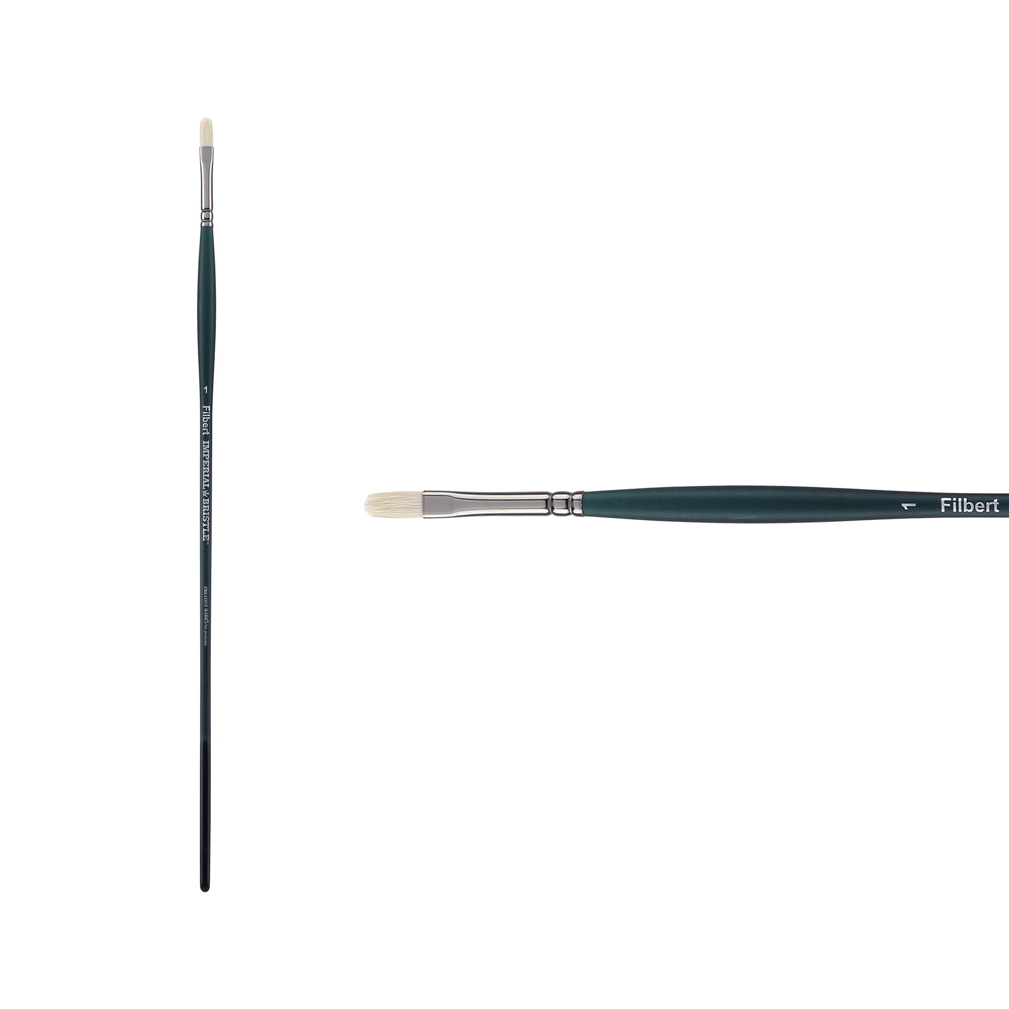Creative Mark Imperial Professional Chungking Hog Bristle Brush - Filbert #1 Pack of 3 Handmade Long Handle Oil Paint Brushes for Artists, Nickel-Plated Brass Ferrules, Stiff yet Soft Natural Bristles