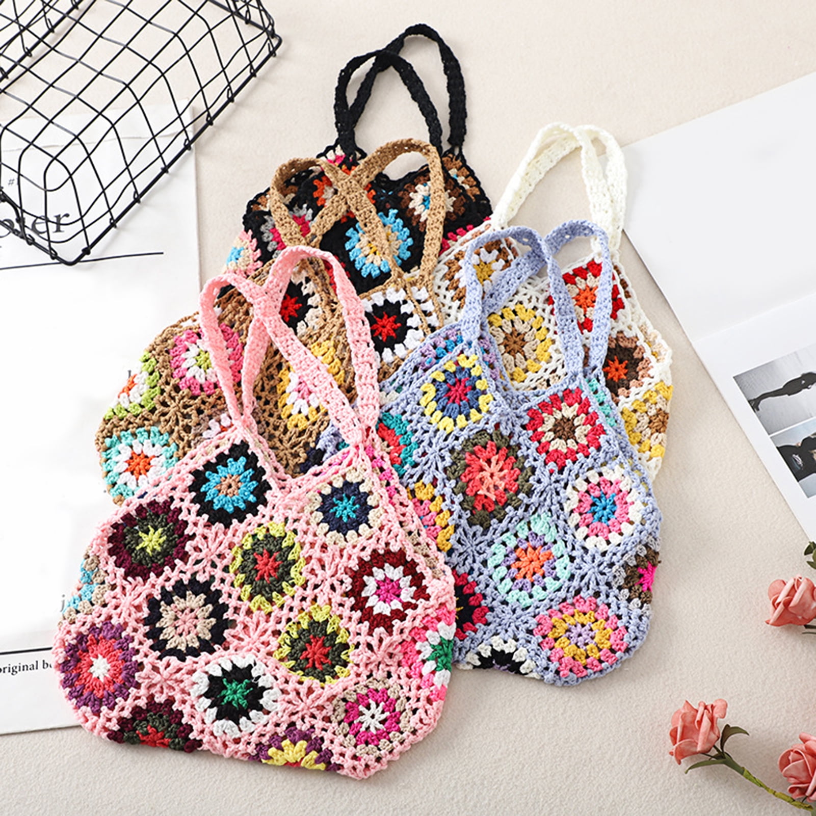 Handmade Large Granny Square Crochet Bag