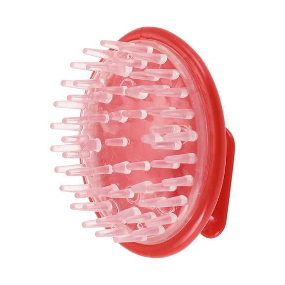 Unique Bargains Handle Round Hair Shampoo Brush for Head Massage Red