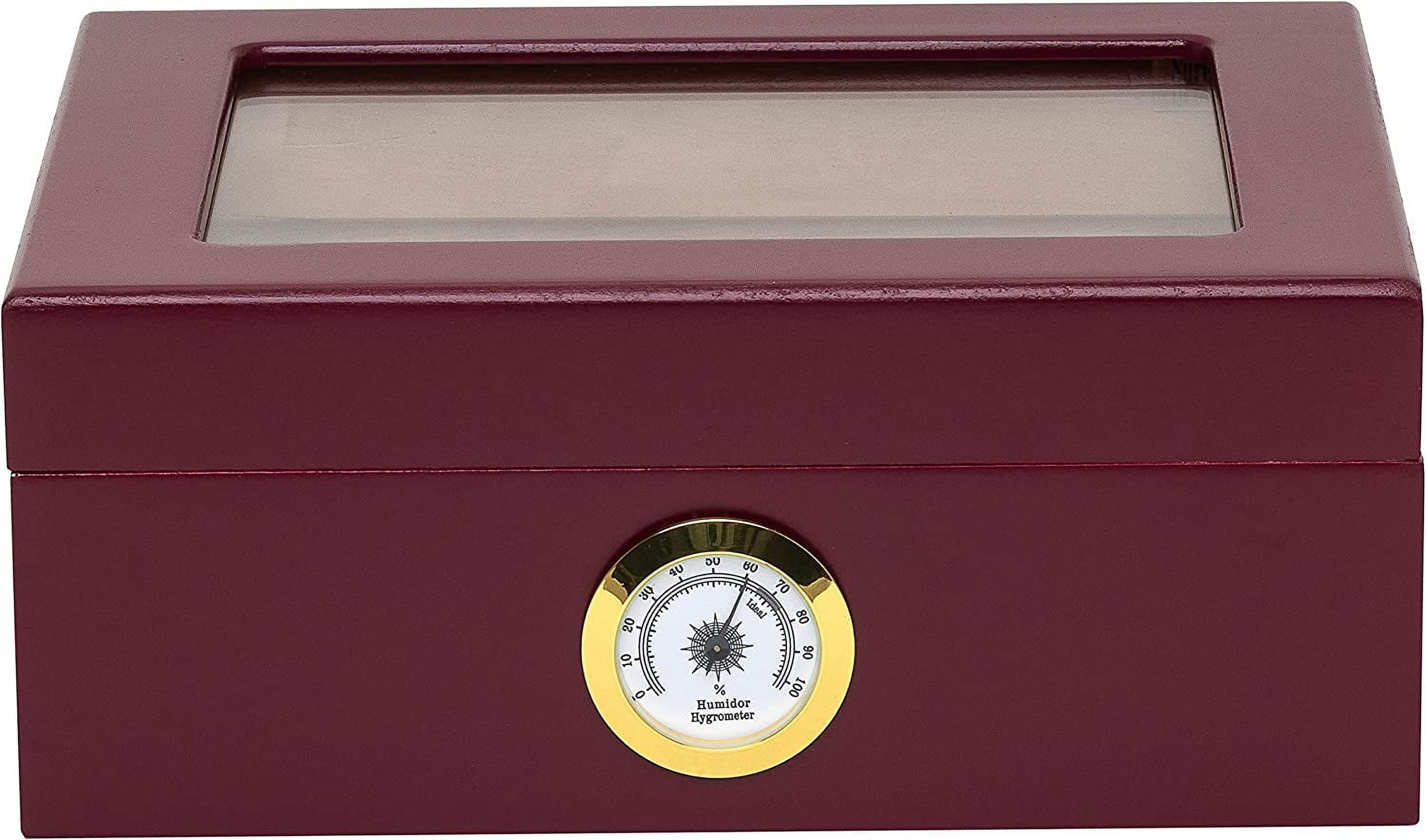 Quality Importers Glasstop Humidor, Red
