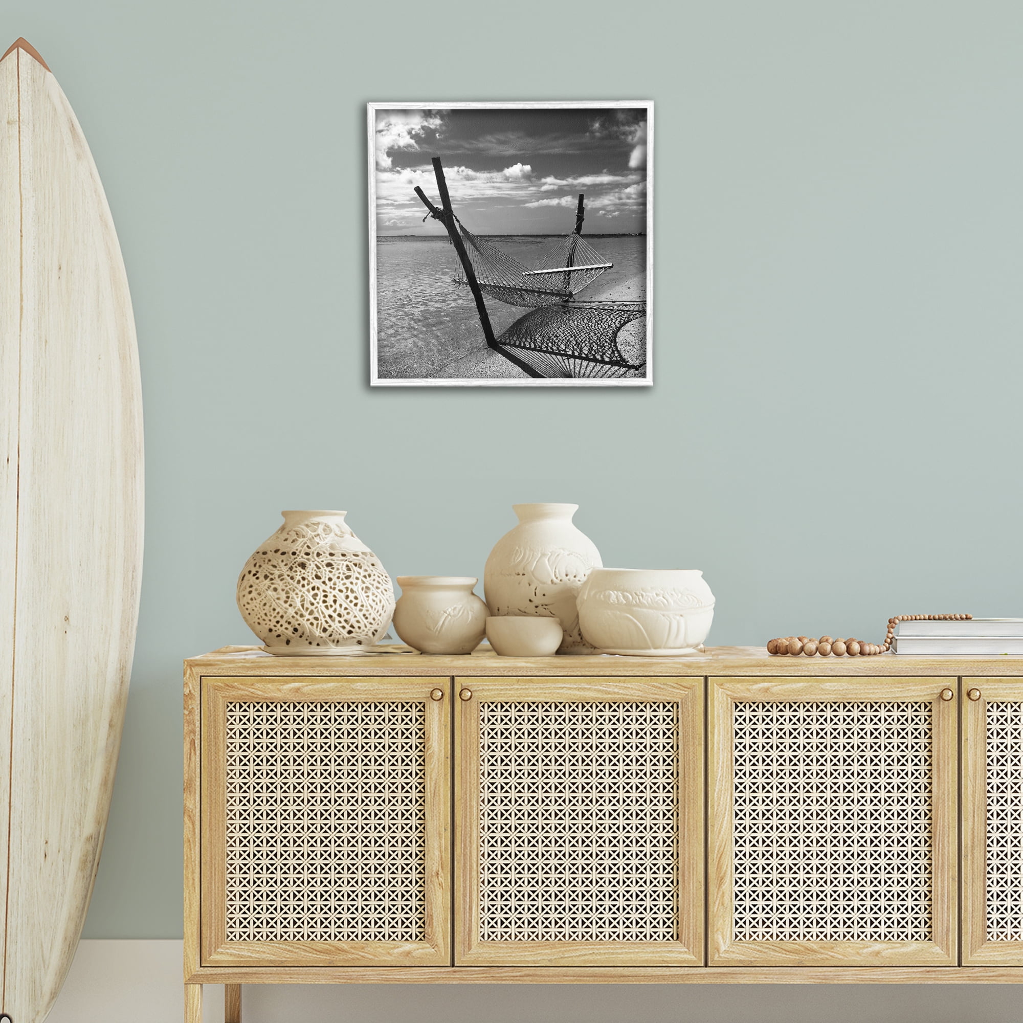 Stupell Industries Windward Beach Hammock Coastal Photography White Framed Art Print Wall Art, 24 x 24