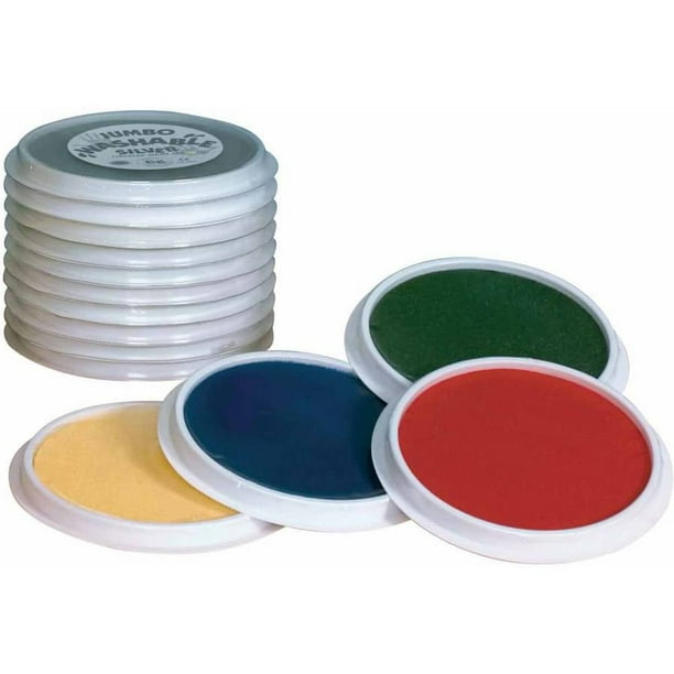 Center Enterprises Washable Ink Pad Set, 6" Diameter, Assorted Colors
