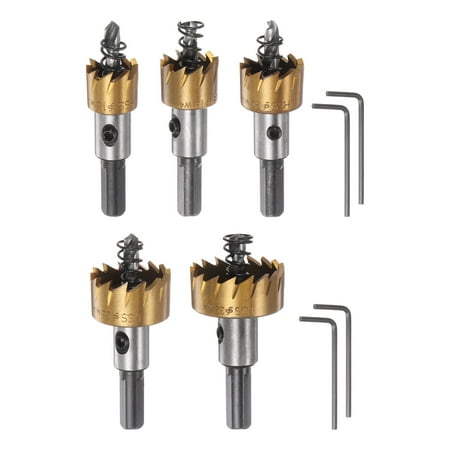 

Uxcell 5 Pack 16mm 18mm 20mm 25mm 32mm High Speed Steel Hole Saws Cutters Kit Titanium Plated